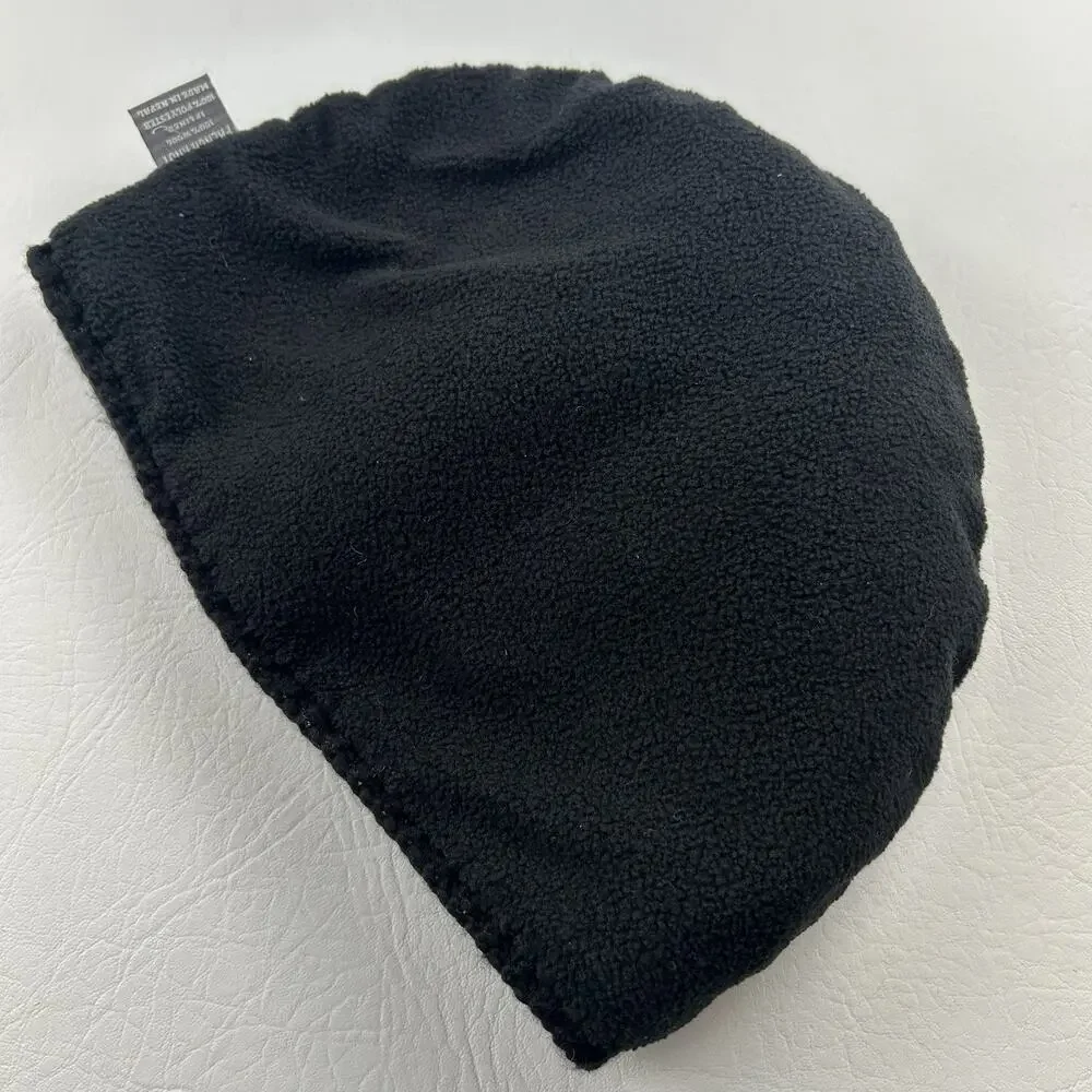 French Knot Black Wool Floral Embroidered Beanie Hat Lined One Size Women